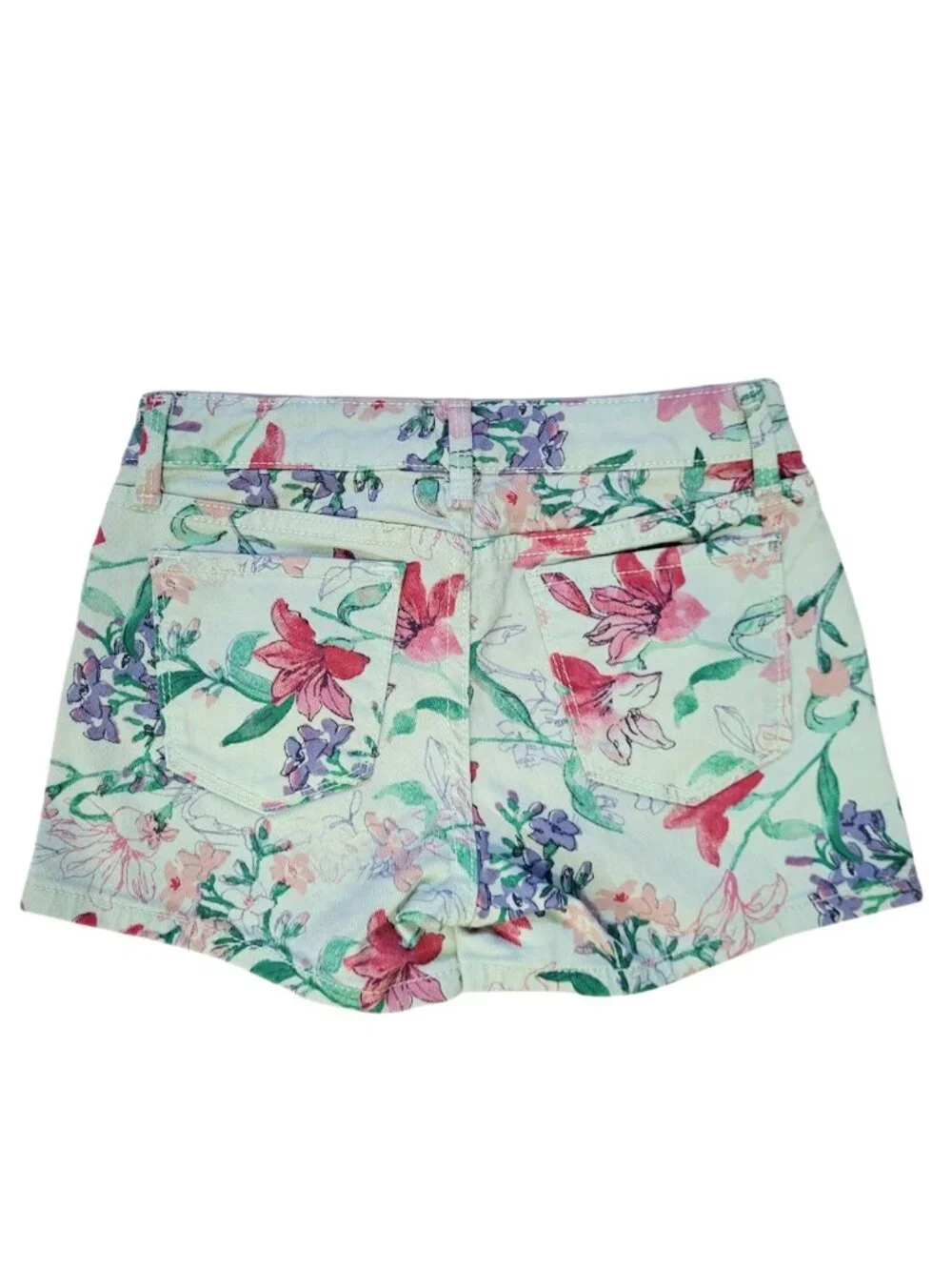 GAP KIDS Mint Green Floral Adjustable Waist Shorty Short Shorts - Girl's 8 Reg